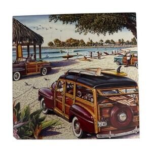 Vintage Rare Doheny Beach Print  8”x8” Tile by Jim Krogle